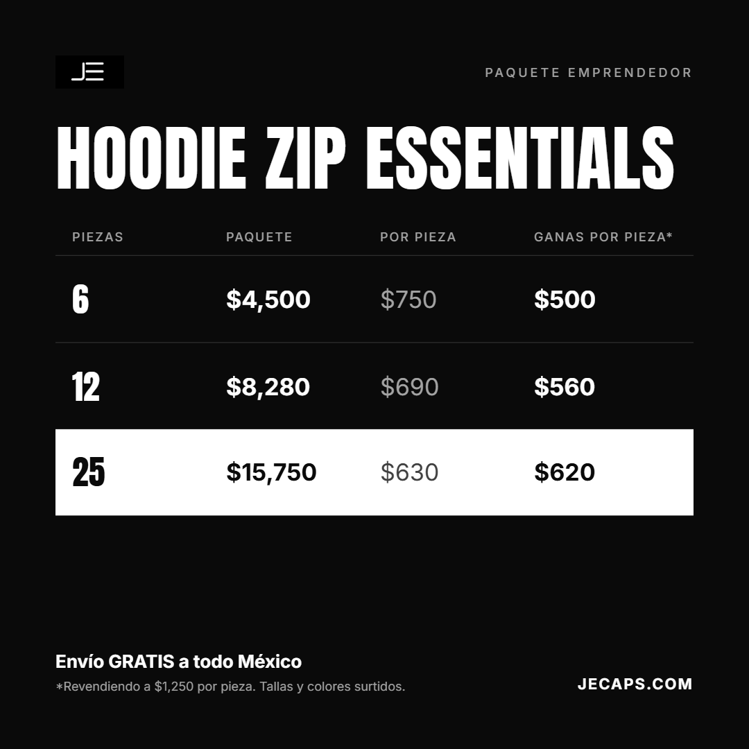 Paquete Emprendedor Hoodie Zip Essentials