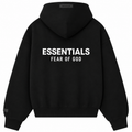Essentials Fear of God Hoodie Zip – Black White Logo