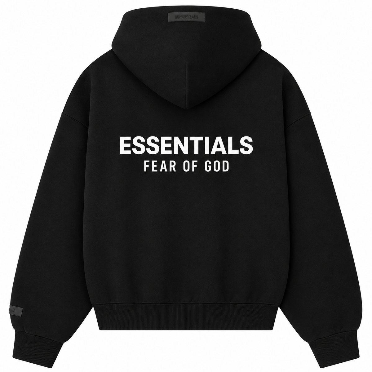Essentials Fear of God Hoodie Zip – Black White Logo