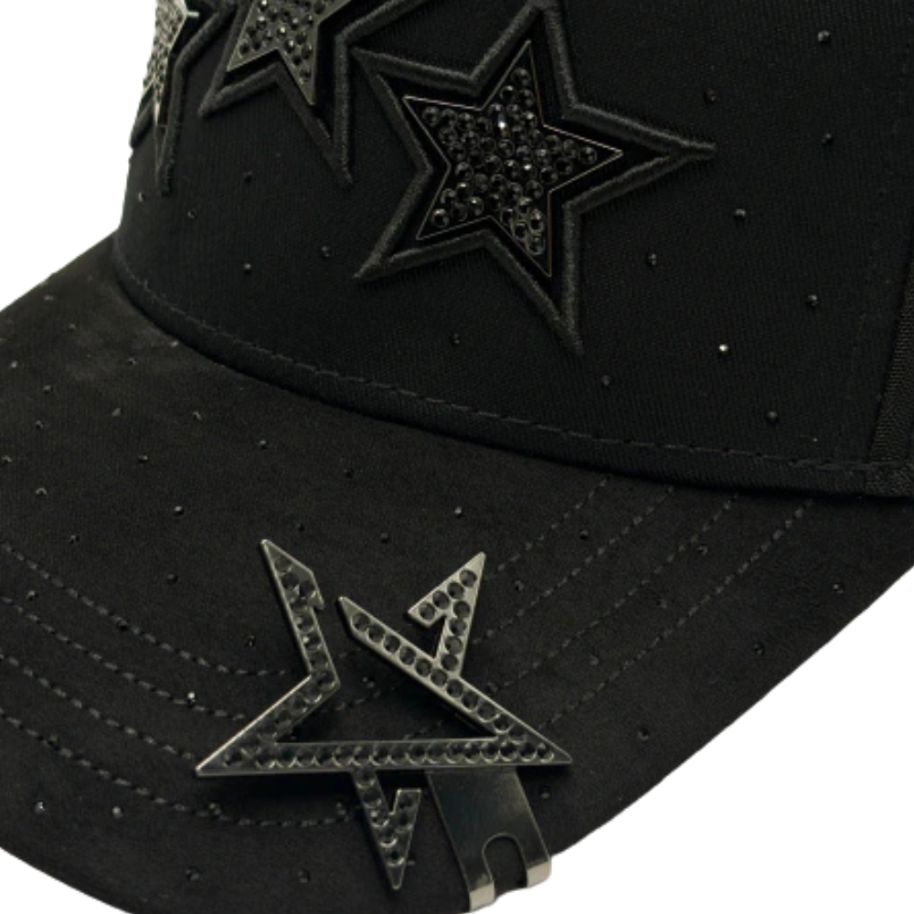 Gorra Bigg Boss Black Stars — Snapback negra con pedrería