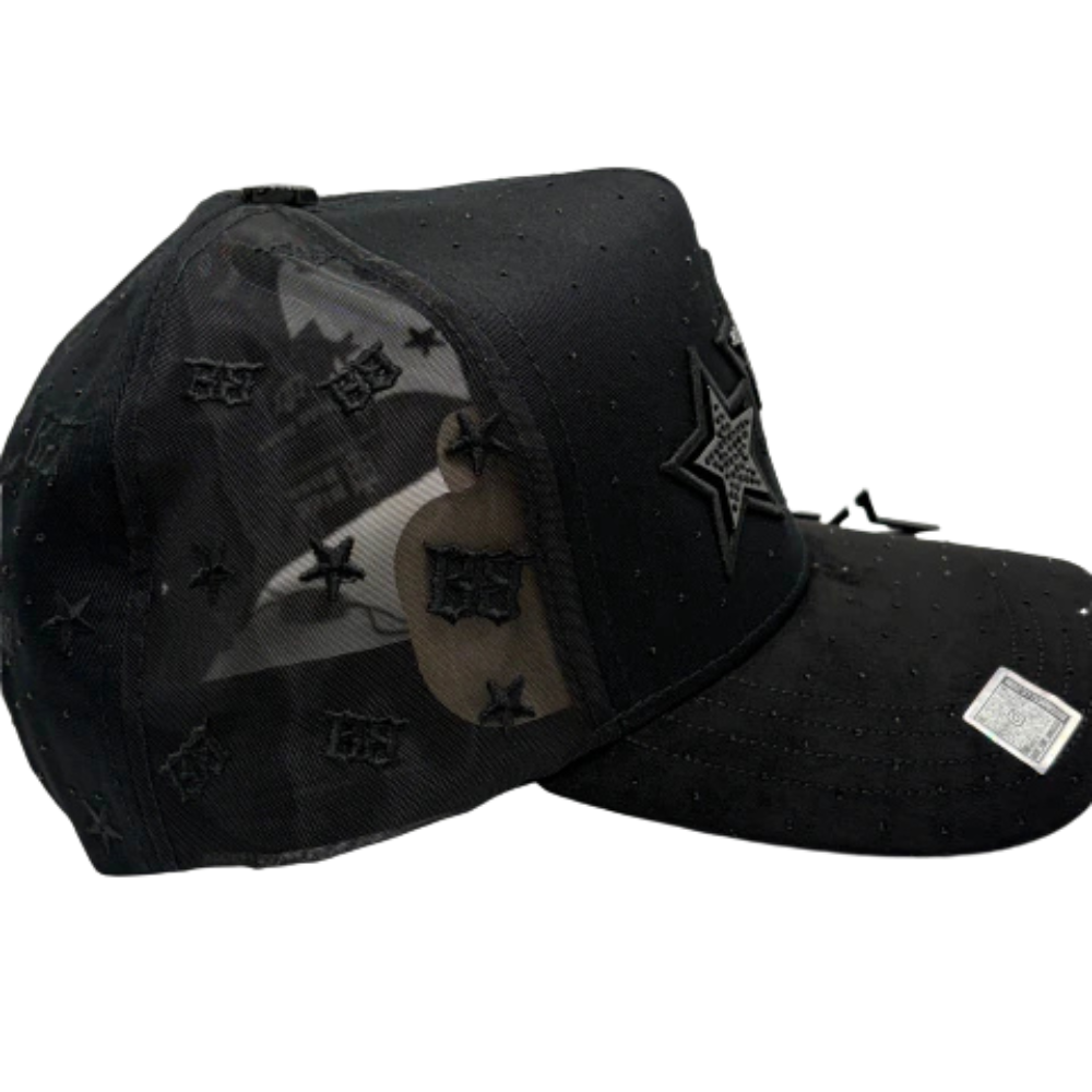 Gorra Bigg Boss Black Stars — Snapback negra con pedrería
