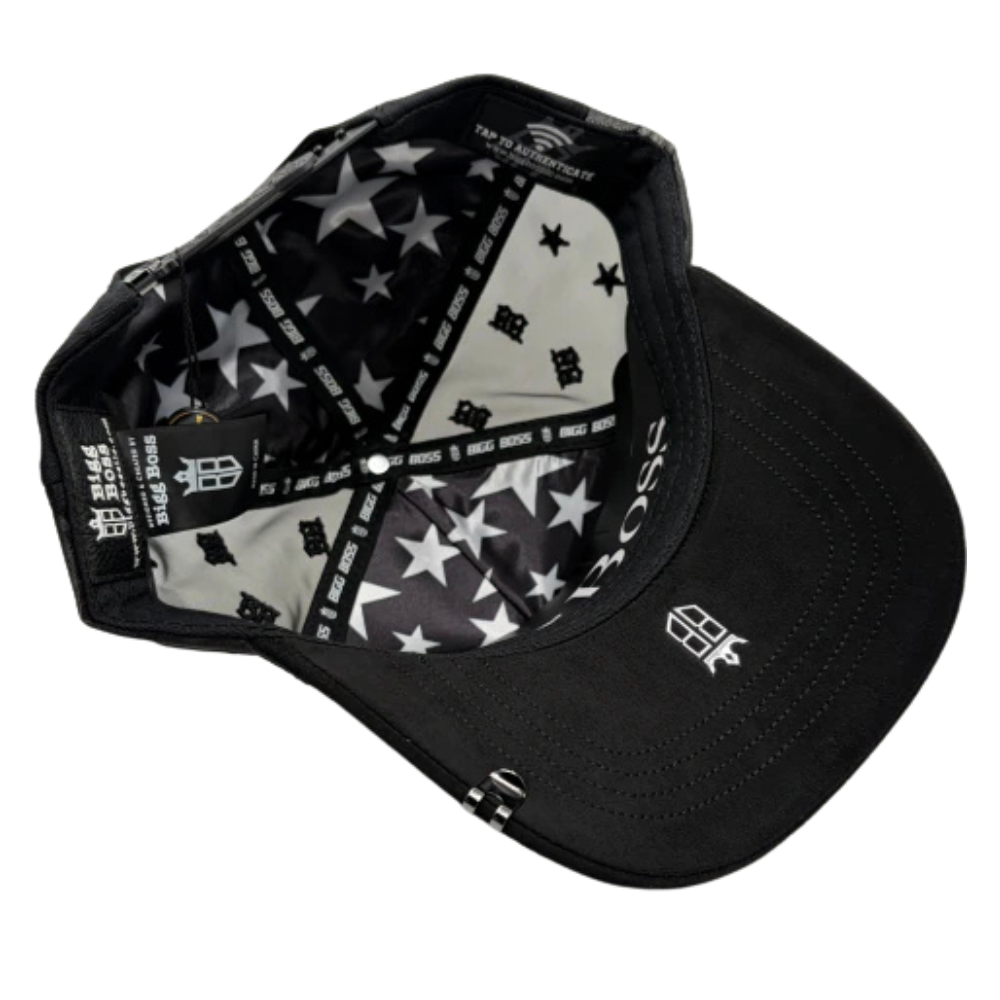 Gorra Bigg Boss Black Stars — Snapback negra con pedrería