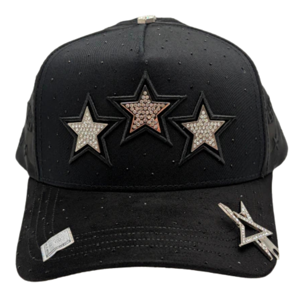 Gorra Bigg Boss Sylver Stars — Snapback negra con pedrería plateada