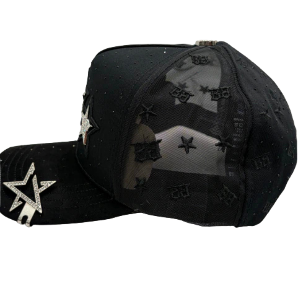Gorra Bigg Boss Sylver Stars — Snapback negra con pedrería plateada