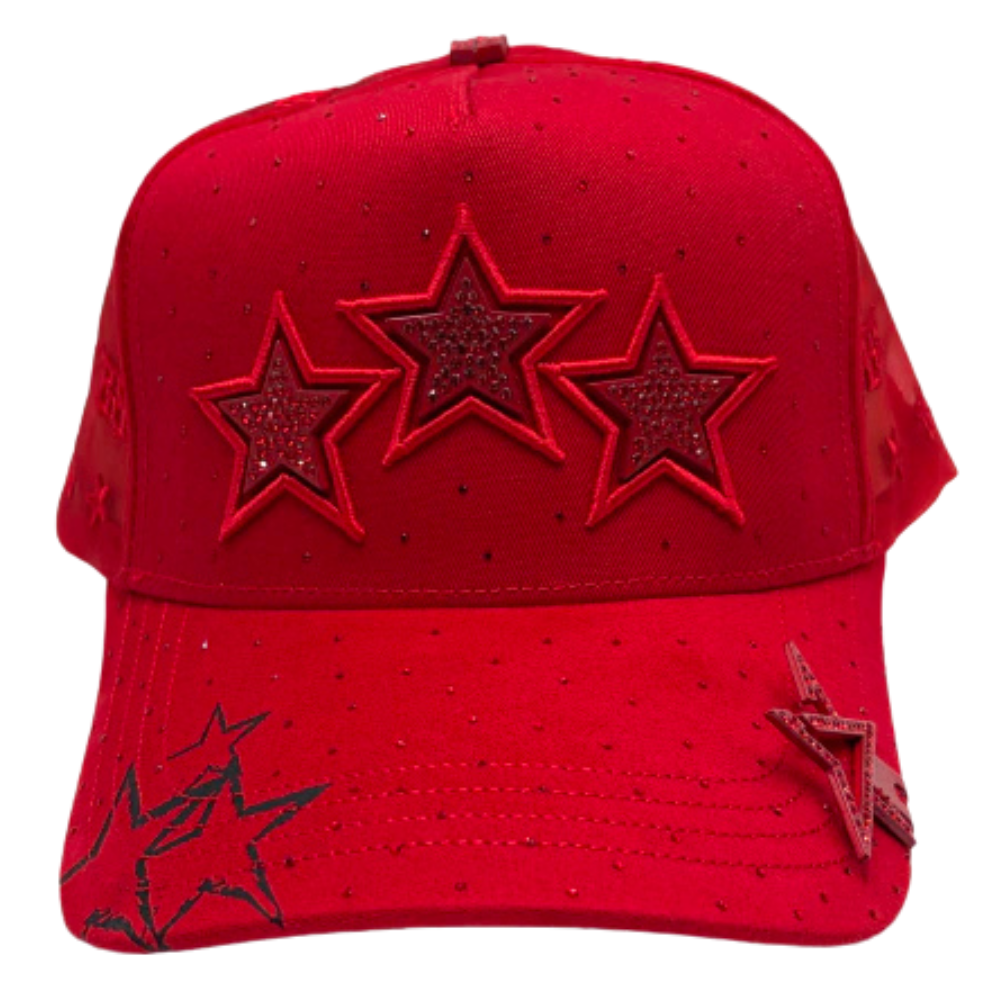 Gorra Bigg Boss Red Stars — Snapback roja con pedrería