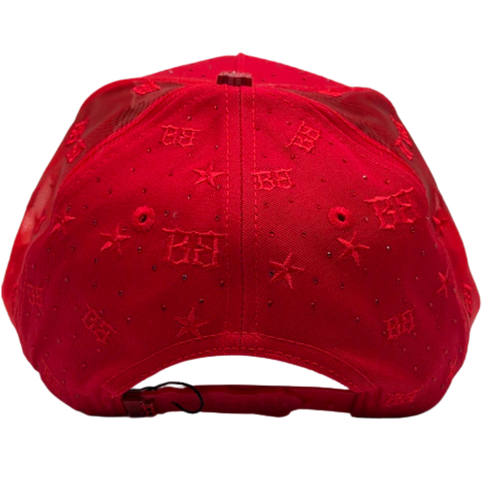 Gorra Bigg Boss Red Stars — Snapback roja con pedrería