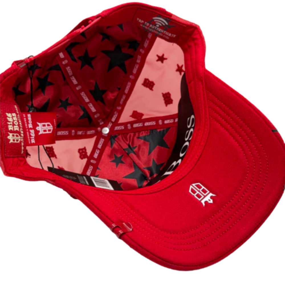 Gorra Bigg Boss Red Stars — Snapback roja con pedrería