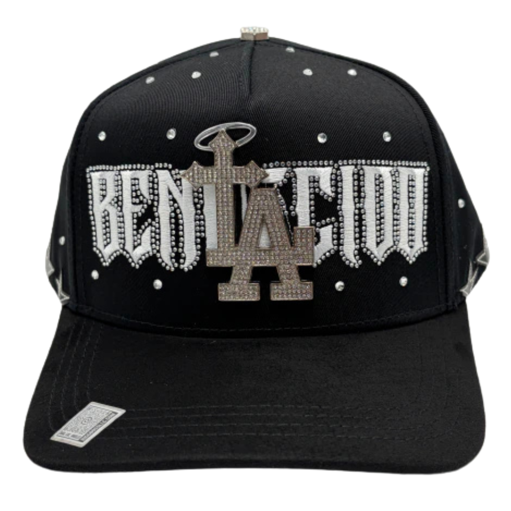 Gorra Bigg Boss La Bendición Cruz Sylver — Snapback negra con pedrería