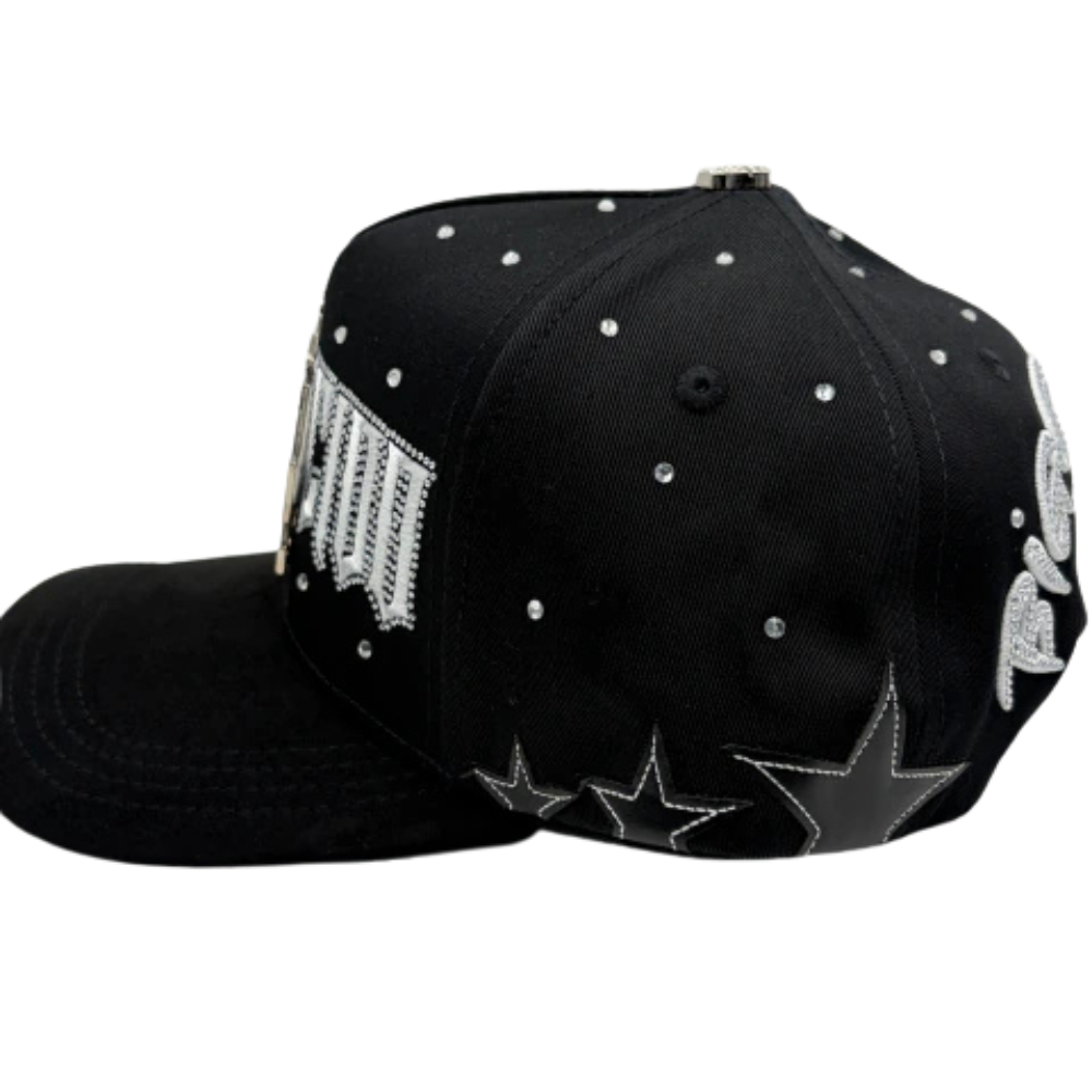 Gorra Bigg Boss La Bendición Cruz Sylver — Snapback negra con pedrería