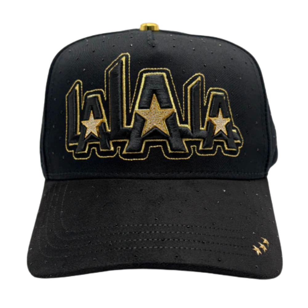 Gorra Bigg Boss x Kevin Hats LALALA Star Gold 2.0 — Snapback negra con bordado dorado