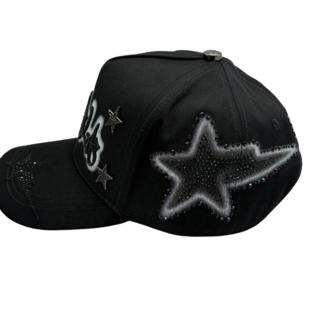 Gorra Rico Hats LALALA Black Drop 2026 — Trucker negra con pedrería