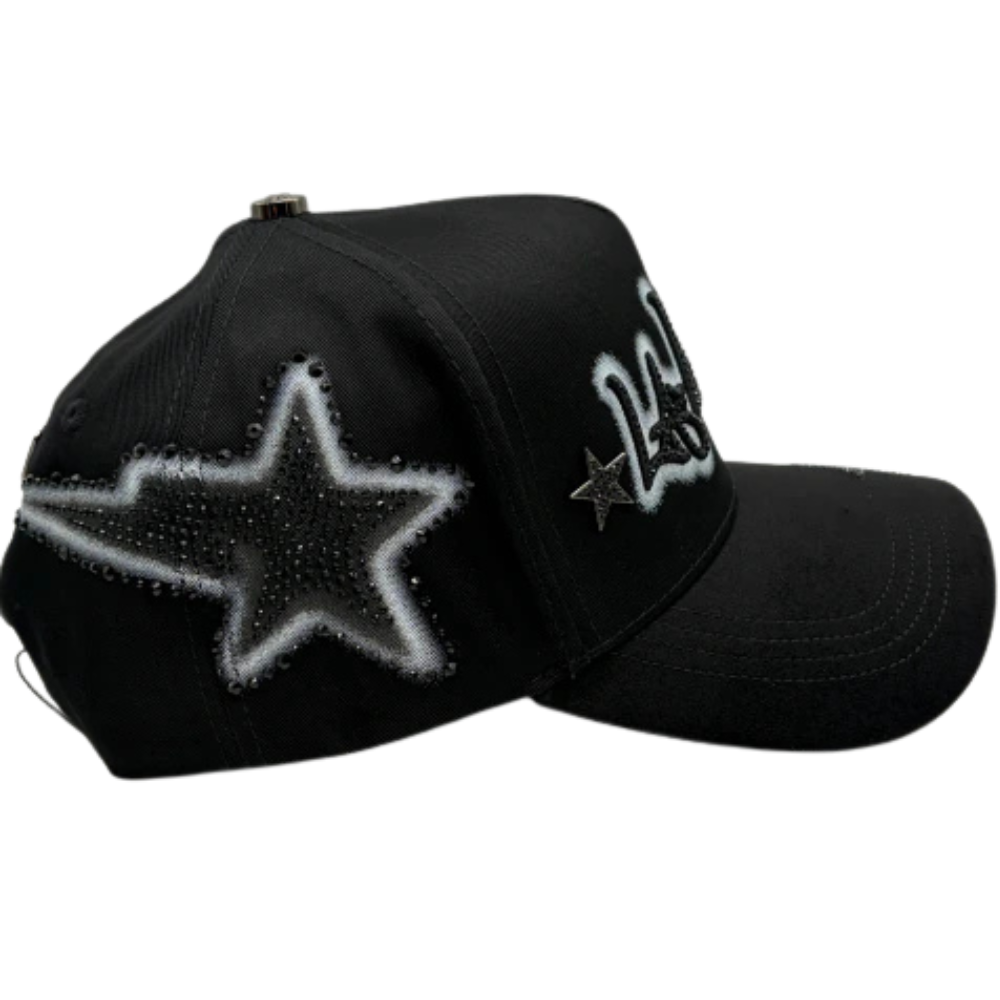 Gorra Rico Hats LALALA Black Drop 2026 — Trucker negra con pedrería