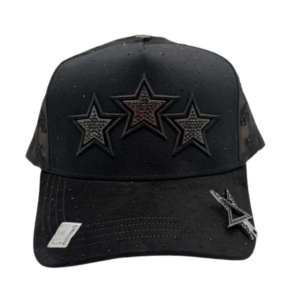 Gorra Bigg Boss Black Stars — Snapback negra con pedrería