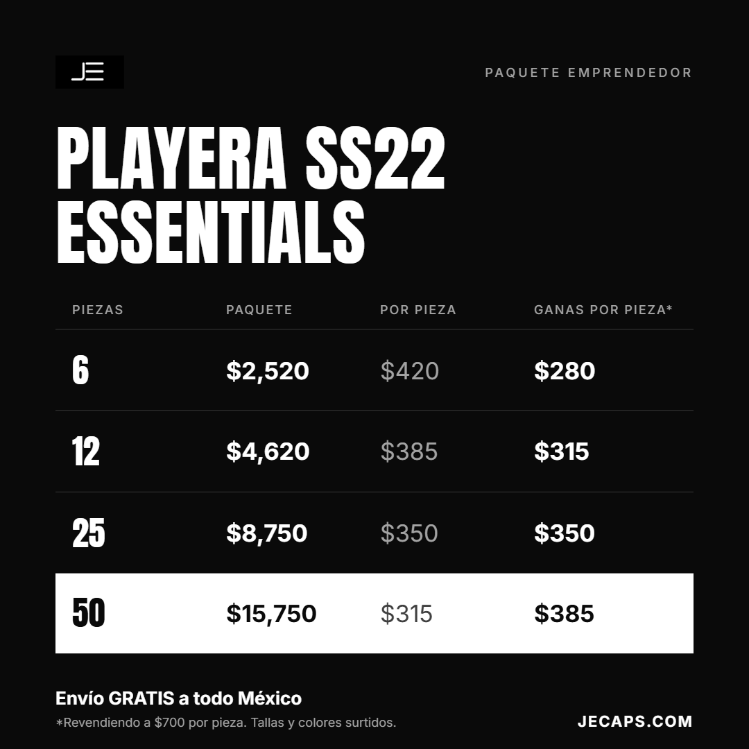 Paquete Emprendedor Playera SS22 Essentials