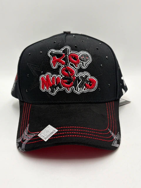 Gorra Bigg Boss Rico o Muerto Black — Snapback negra con pedrería roja