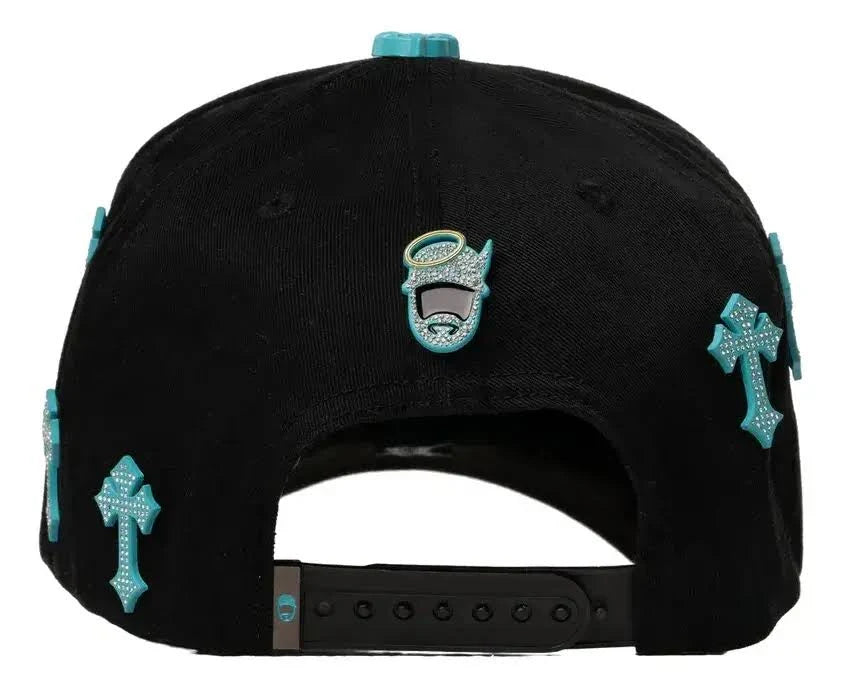 Gorra Barbas Hats "Heaven" — Negra con Turquesa